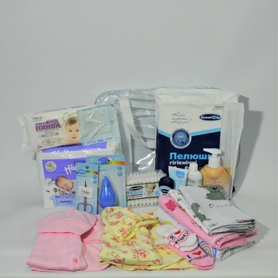 Готовий набір для малюка в пологовий будинок (24 одиниці + прозора сумка в подарунок) Baby Girl ЕкоМама Рожево-жовтий 10812 фото