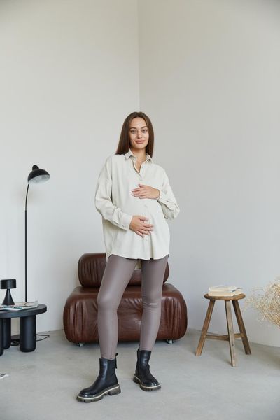 Сорочка вельветова для вагітних та годуючих мам Varna розмір L-XL Lullababe Айворі LB09VR162 фото