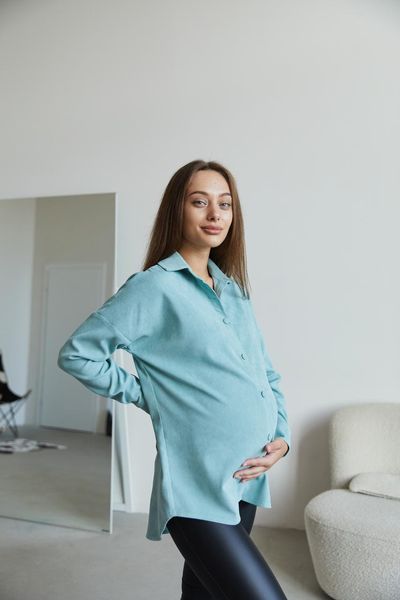 Сорочка вельветова для вагітних та годуючих мам Varna розмір XXL-3XL Lullababe М'ятний LB09VR164 фото