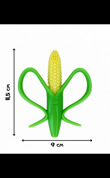 Дитячий прорізувач — гризунець для перших зубів у вигляді кукурудзи у футлярі Mumlove Зелений + Жовтий 411 фото