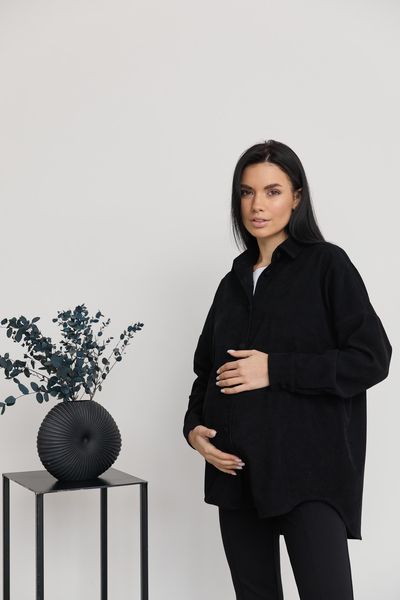 Сорочка вельветова для вагітних та годуючих мам Varna розмір XXL-3XL Lullababe Чорний LB09VR136 фото