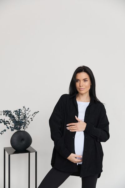 Сорочка вельветова для вагітних та годуючих мам Varna розмір XXL-3XL Lullababe Чорний LB09VR136 фото