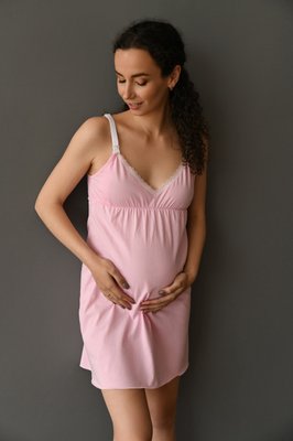 Нічна сорочка для вагітних в пологовий та годуючих мам з секретом годування розмір XS Мамин Дім Рожевий 24133 фото
